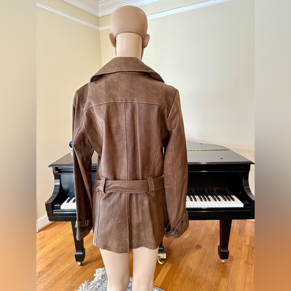 NWT Luxury Minimalist Premium Banana Republic Leather Double Breasted Jacket - Picture 7 of 17